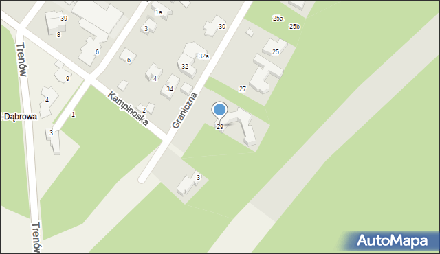 Łomianki, Graniczna, 29, mapa Łomianki