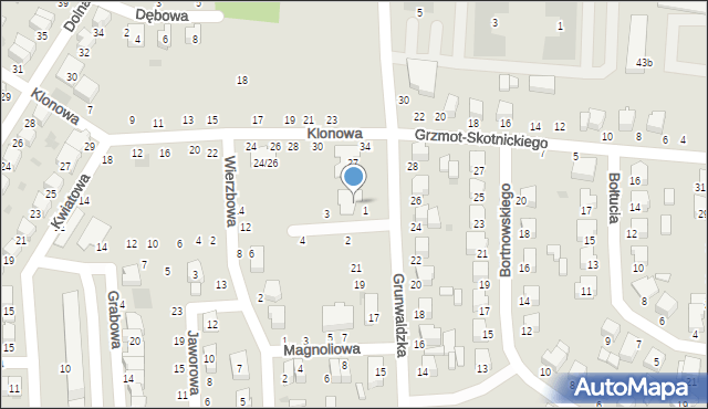 Łowicz, Grunwaldzka, 25, mapa Łowicza