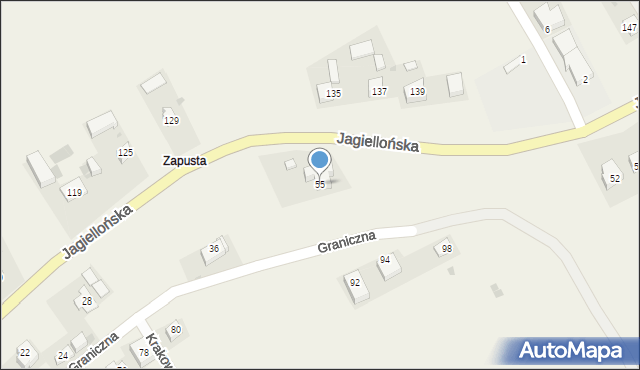 Luborzyca, Graniczna, 55, mapa Luborzyca