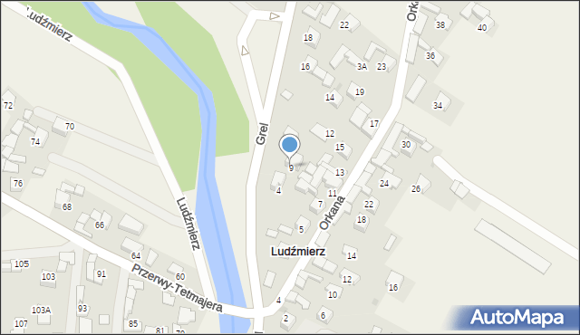 Ludźmierz, Grel, 9, mapa Ludźmierz