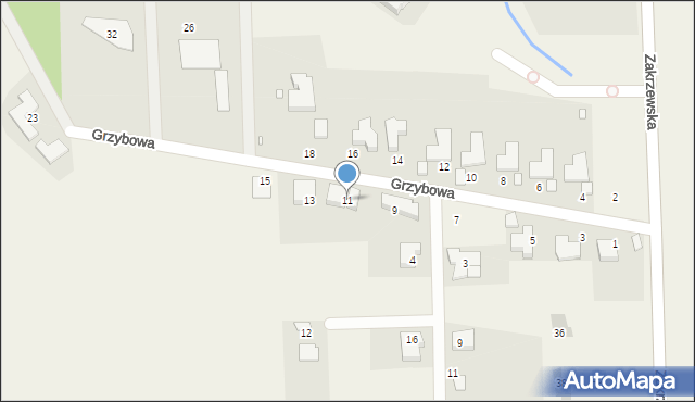 Lusowo, Grzybowa, 11, mapa Lusowo