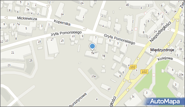 Międzyzdroje, Gryfa Pomorskiego, 7A, mapa Międzyzdroje