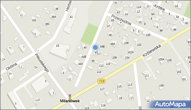 Milanówek, Graniczna, 53, mapa Milanówek