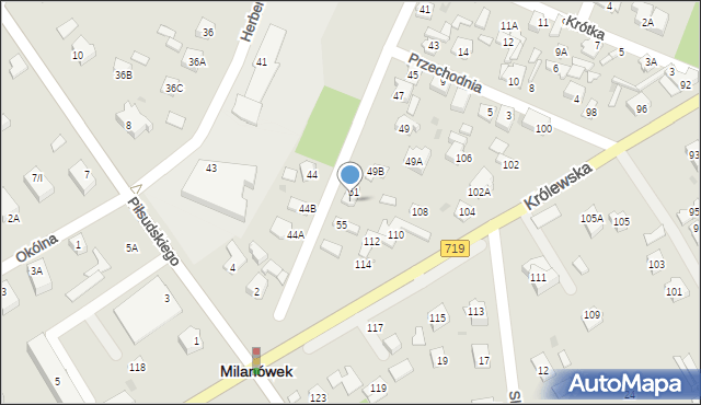 Milanówek, Graniczna, 53, mapa Milanówek