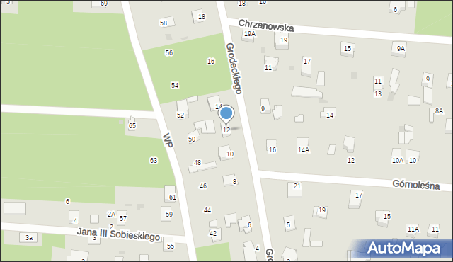 Milanówek, Grodeckiego, 12, mapa Milanówek