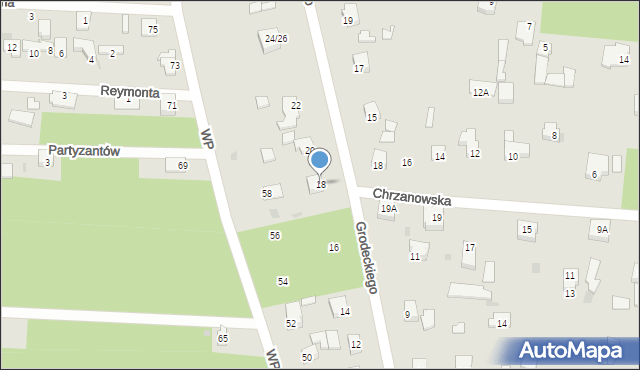 Milanówek, Grodeckiego, 18, mapa Milanówek