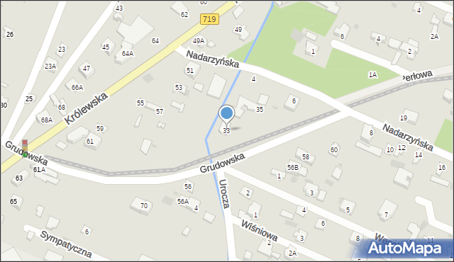 Milanówek, Grudowska, 33, mapa Milanówek