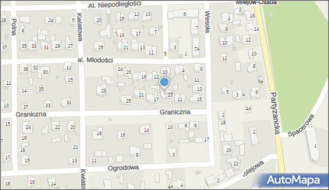 Milejów-Osada, Graniczna, 15, mapa Milejów-Osada