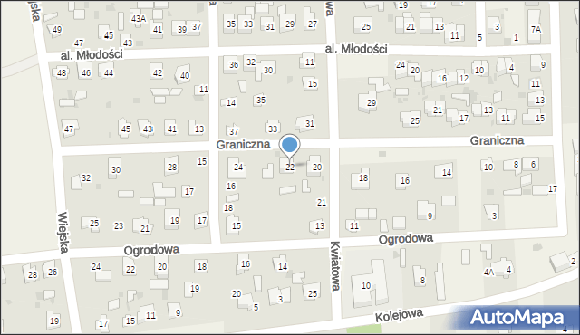 Milejów-Osada, Graniczna, 22, mapa Milejów-Osada