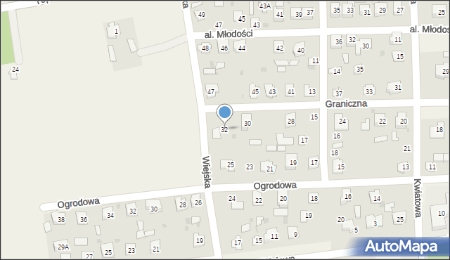 Milejów-Osada, Graniczna, 32, mapa Milejów-Osada