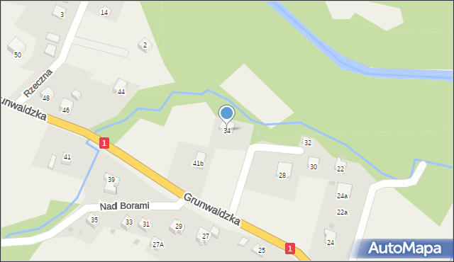 Milówka, Grunwaldzka, 34, mapa Milówka