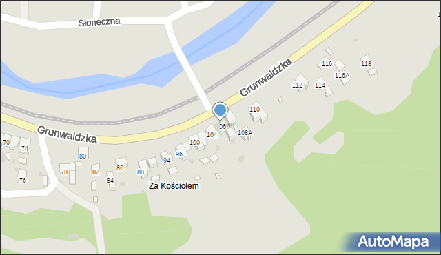 Muszyna, Grunwaldzka, 106, mapa Muszyna