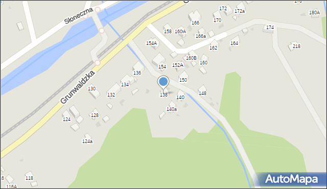 Muszyna, Grunwaldzka, 138, mapa Muszyna