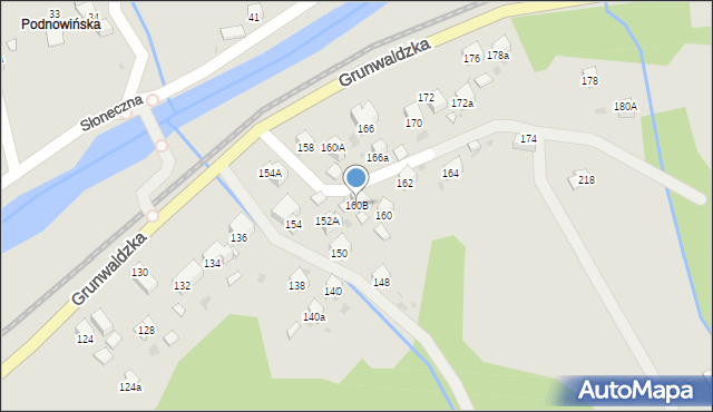 Muszyna, Grunwaldzka, 160B, mapa Muszyna