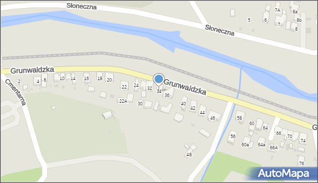 Muszyna, Grunwaldzka, 34, mapa Muszyna