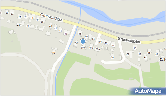 Muszyna, Grunwaldzka, 60a, mapa Muszyna