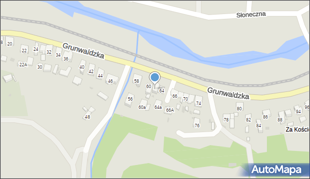 Muszyna, Grunwaldzka, 62, mapa Muszyna