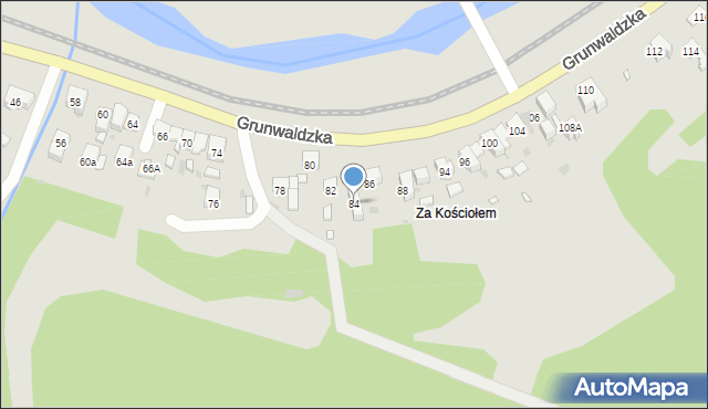 Muszyna, Grunwaldzka, 84, mapa Muszyna