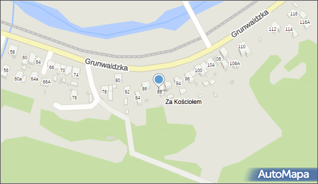 Muszyna, Grunwaldzka, 88, mapa Muszyna