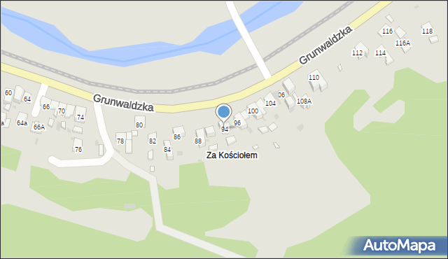 Muszyna, Grunwaldzka, 94, mapa Muszyna