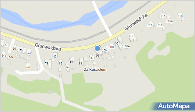 Muszyna, Grunwaldzka, 96, mapa Muszyna