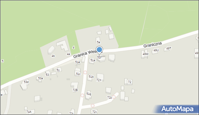 Mysłowice, Graniczna, 51f, mapa Mysłowice