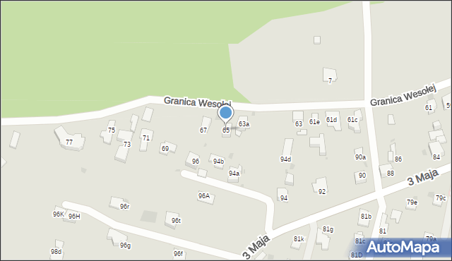 Mysłowice, Graniczna, 65, mapa Mysłowice