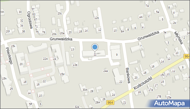 Niepołomice, Grunwaldzka, 11, mapa Niepołomice