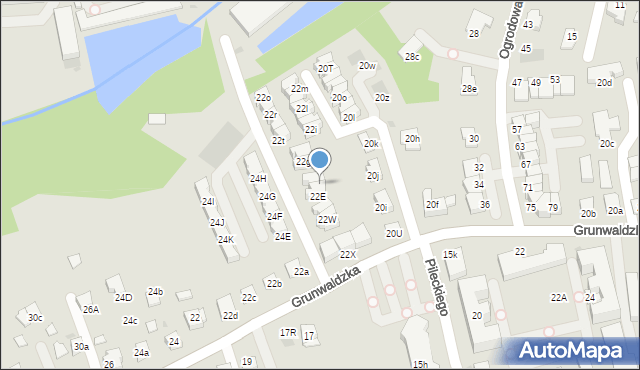 Niepołomice, Grunwaldzka, 22f, mapa Niepołomice