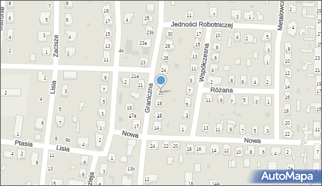 Nowa Sól, Graniczna, 20, mapa Nowa Sól