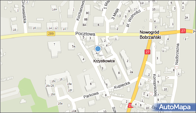Nowogród Bobrzański, Grodzka, 4, mapa Nowogród Bobrzański