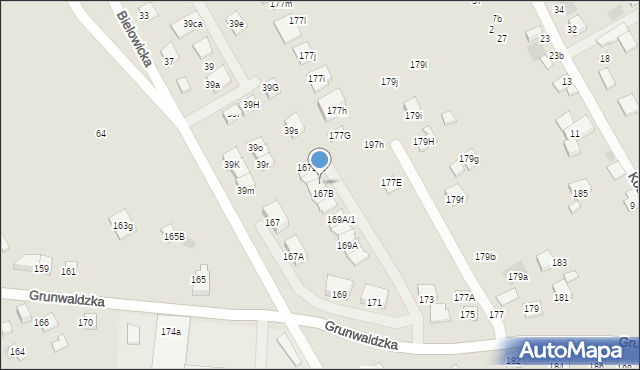 Nowy Sącz, Grunwaldzka, 167B/3, mapa Nowego Sącza