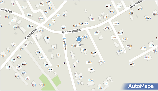 Nowy Sącz, Grunwaldzka, 198, mapa Nowego Sącza