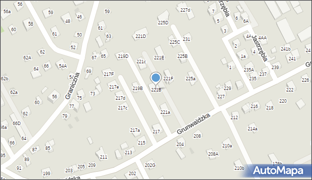 Nowy Sącz, Grunwaldzka, 221B, mapa Nowego Sącza