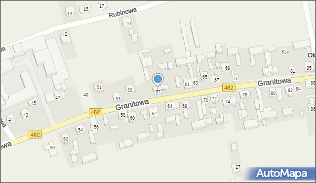 Olszowa, Granitowa, 57, mapa Olszowa