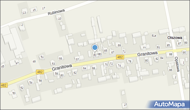 Olszowa, Granitowa, 61, mapa Olszowa