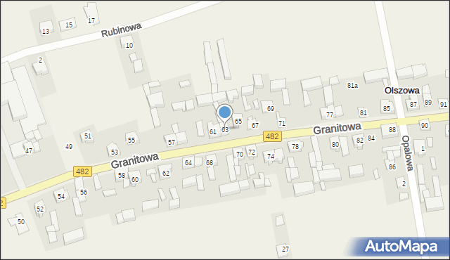 Olszowa, Granitowa, 63, mapa Olszowa