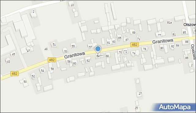 Olszowa, Granitowa, 64, mapa Olszowa