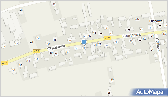 Olszowa, Granitowa, 68, mapa Olszowa