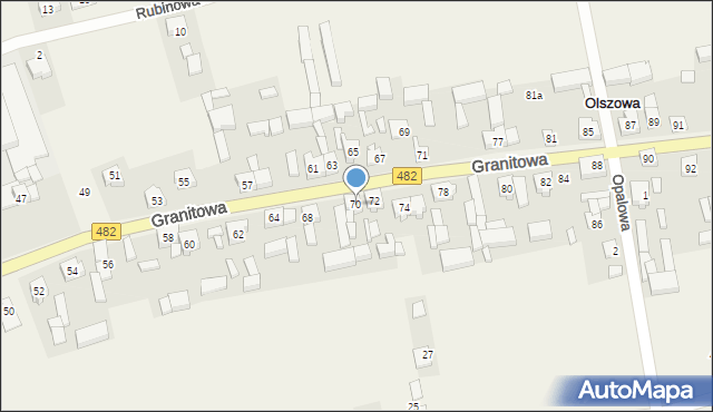 Olszowa, Granitowa, 70, mapa Olszowa