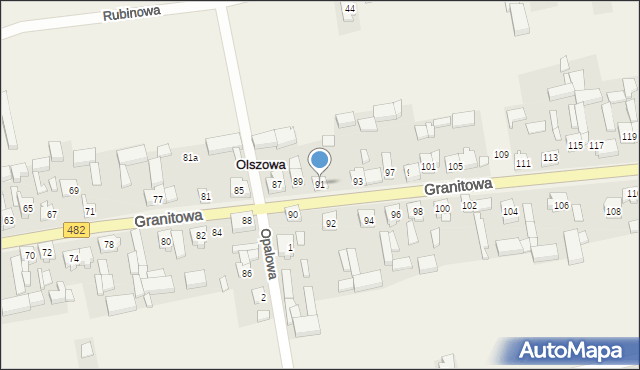 Olszowa, Granitowa, 91, mapa Olszowa