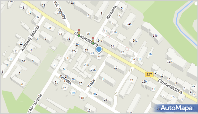 Olsztyn, Grunwaldzka, 21, mapa Olsztyna