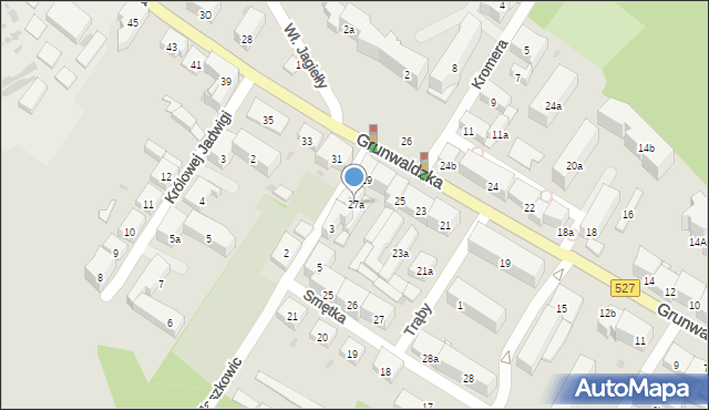 Olsztyn, Grunwaldzka, 27a, mapa Olsztyna