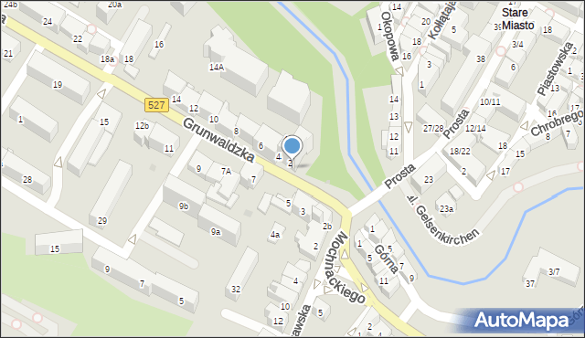 Olsztyn, Grunwaldzka, 4/12, mapa Olsztyna