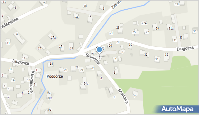 Olszyny, Grzybowa, 2, mapa Olszyny