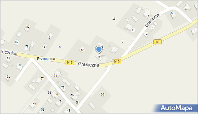 Osiek, Graniczna, 5, mapa Osiek