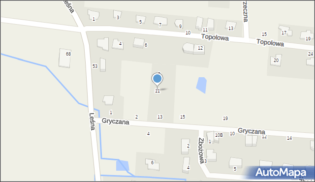 Osielsko, Gryczana, 11, mapa Osielsko