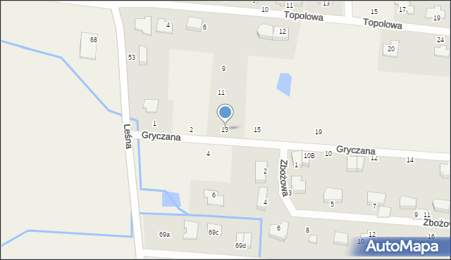 Osielsko, Gryczana, 13, mapa Osielsko