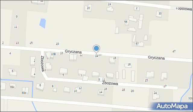 Osielsko, Gryczana, 14, mapa Osielsko