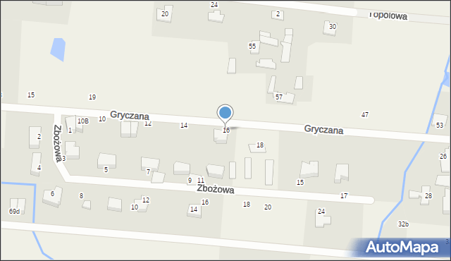 Osielsko, Gryczana, 16, mapa Osielsko